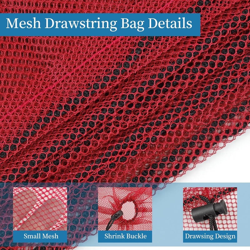 Coidea 6 Pcs Mesh Bags Drawstring, 14x17 Inch with Lock, Multipurpose Storage Bags for Gym, Balls, Beach, Laundry(Red) - Image 3